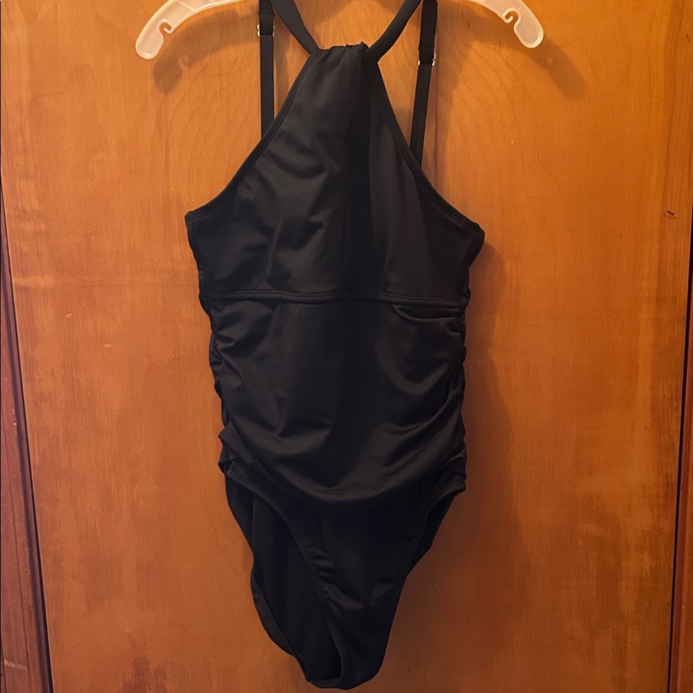 Dolfin Elegant Black One-Piece Halter Swimsuit